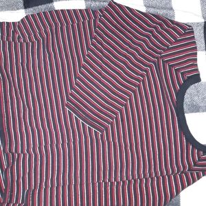 Cute striped red,black, and white crop mid sleeve